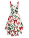 50er Slipkleid mit Fellbesatz und Weihnachtsprint