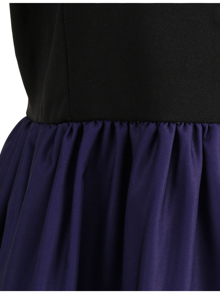 40er Halloween Swingkleid mit Spukhaus-Print und Wellen-Ausschnitt