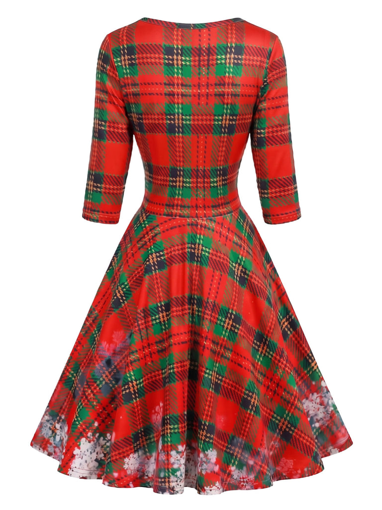 50er Weihnachts-Swingkleid mit Halbärmeln