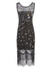 20er Art-déco-Flapperkleid mit Pailletten und Fransen
