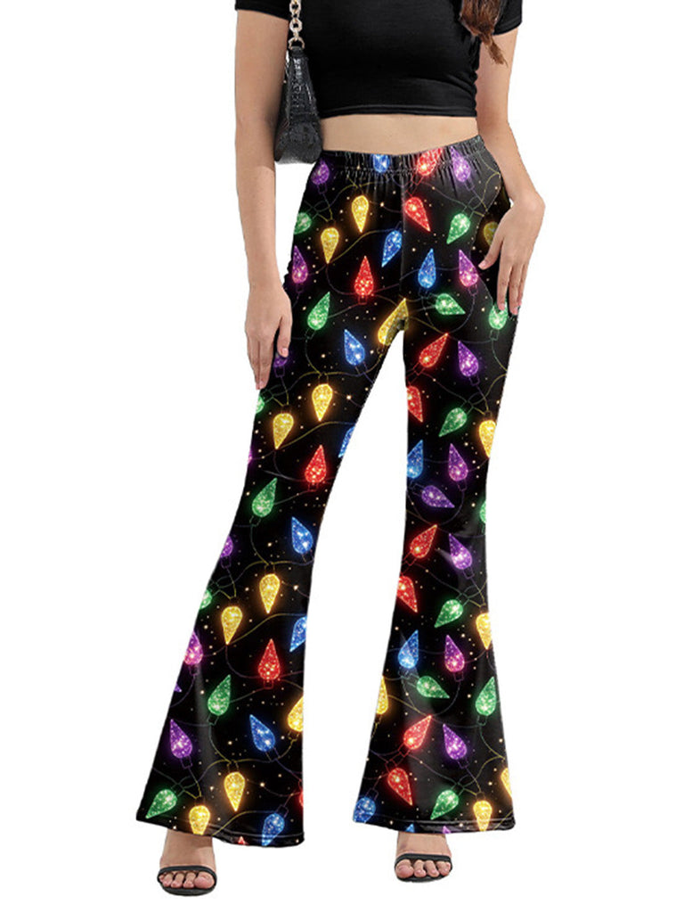50er High-Waist-Schlaghose mit Weihnachts-Print