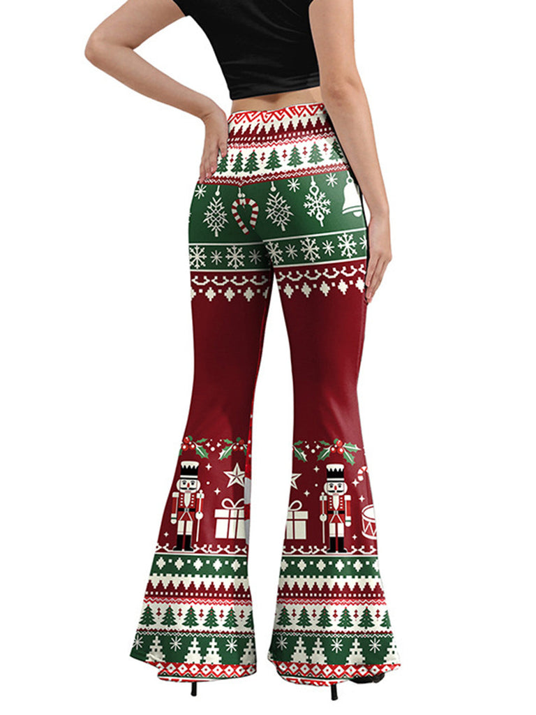 50er High-Waist-Schlaghose mit Weihnachts-Print