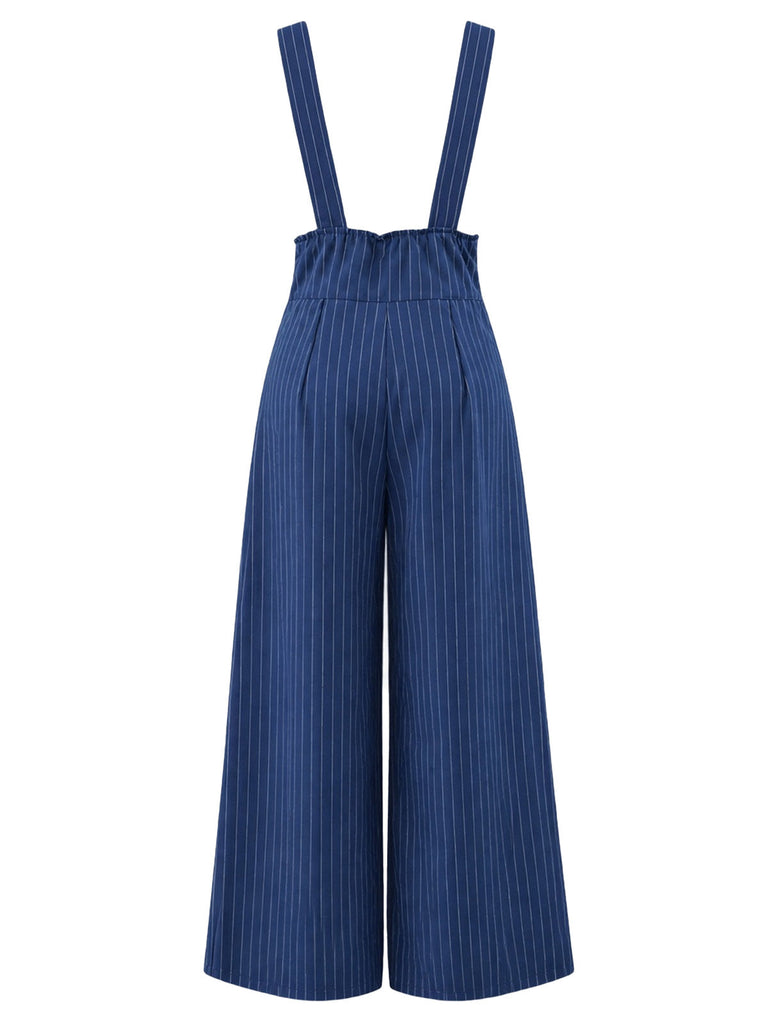 Marineblaue 50er Nadelstreifenhose mit Hosenträgern und weitem Bein