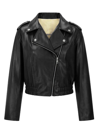 50er Biker-Kurzjacke aus Kunstleder mit elastischem Saum