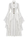 40er Spitzen-Mittelalterkleid mit Stehkragen und Trompetenärmeln