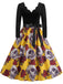 40er Halloween Kleid mit Totenkopf- und Rosenprint