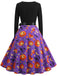 50er Halloween Kleid mit Kürbis, Sternen und Fledermäusen