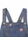 Blauer 40er Jeans-Latzoverall mit Blumen und weitem Bein