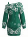 60er Weihnachts-Minikleid mit Schneeflockenprint und One-Shoulder