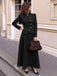 Schwarzes 40er Set aus Stehkragenblazer und Rock