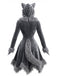 Graues 80er Wolf-Kostümkleid mit Kapuze und Kunstfell