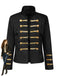 Schwarze 60er Militärjacke mit Stehkragen und Goldbesatz