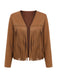Braune 70er Westernjacke aus Wildlederimitat mit Nieten und Fransen