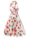Weißes 1950er Aquarell-Rosen-Trägerkleid