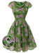 Grün 1960er Ölmalerei Rose Kleid