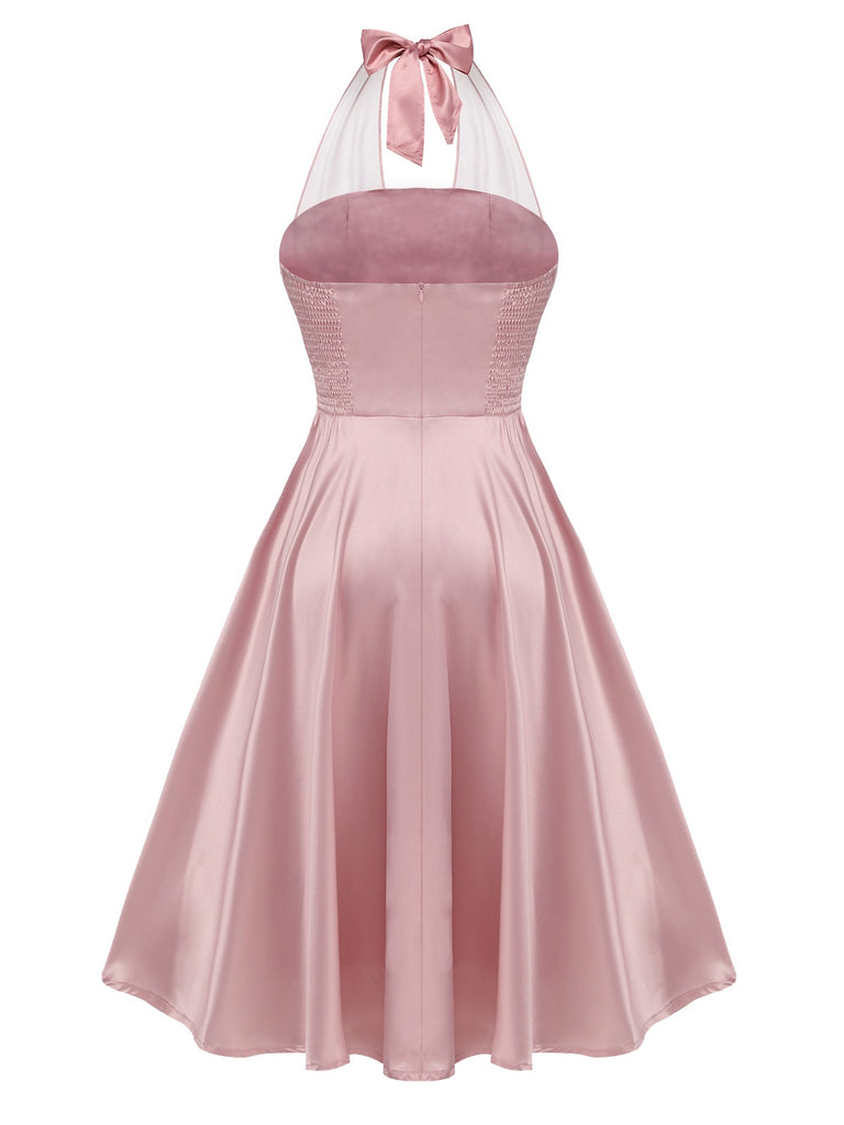 Rosa 1950er Halloween Blutfleck Halterkleid