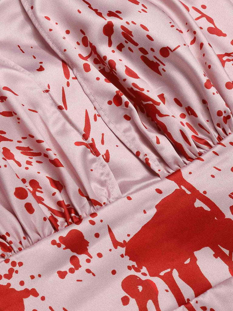 Rosa 1950er Halloween Blutfleck Halterkleid