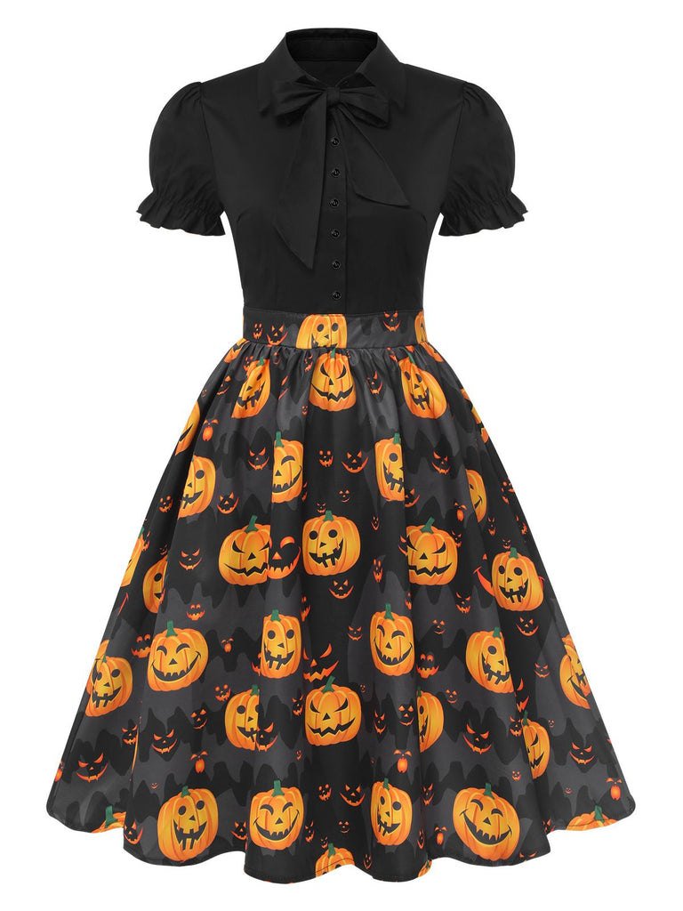 1950er Halloween Kürbis Fliege Kleid