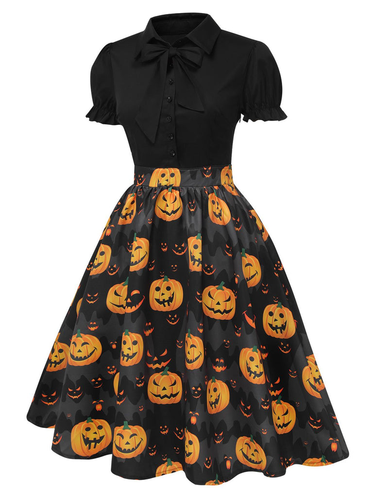 1950er Halloween Kürbis Fliege Kleid