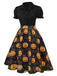 1950er Halloween Kürbis Fliege Kleid