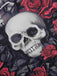 1950er Gothic Skelett Totenkopf Rose Spitze Mesh Kleid