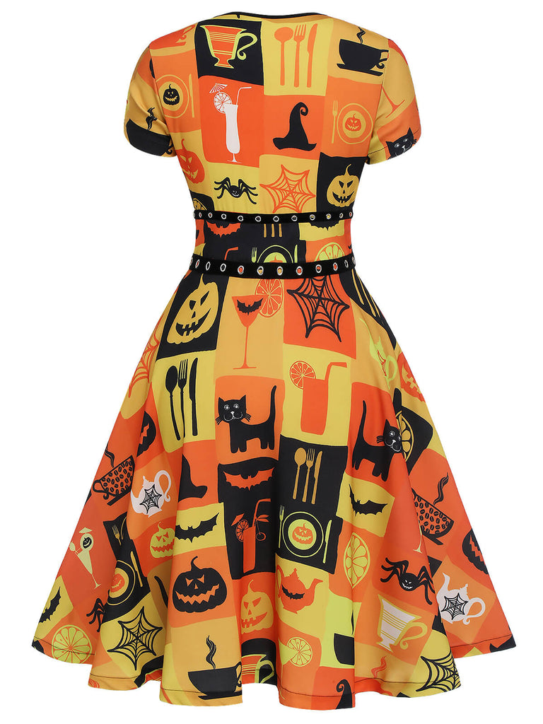 1950er Halloween Schnürkleid mit Peter Pan Kragen