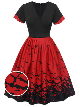 1950er Halloween-Swingkleid mit Volantärmeln