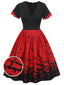 1950er Halloween-Swingkleid mit Volantärmeln