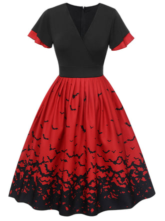 1950er Halloween-Swingkleid mit Volantärmeln
