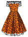 1950er Halloween Fledermaus Kostüm Spitzen Schulter Swing Kleid