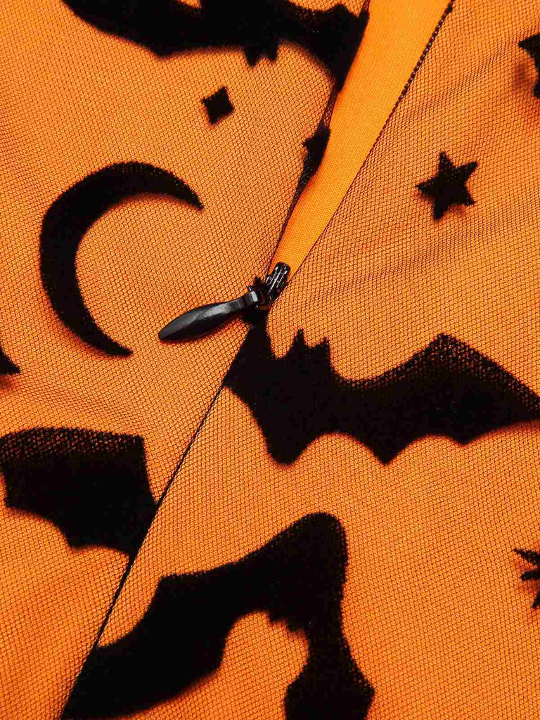 1950er Halloween Fledermaus Kostüm Spitzen Schulter Swing Kleid