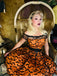 1950er Halloween Fledermaus Kostüm Spitzen Schulter Swing Kleid