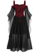 [Übergröße] 1950er Gothic Hosenträger Kontrast Chiffon Strap Kleid