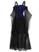[Übergröße] 1950er Gothic Hosenträger Kontrast Chiffon Strap Kleid