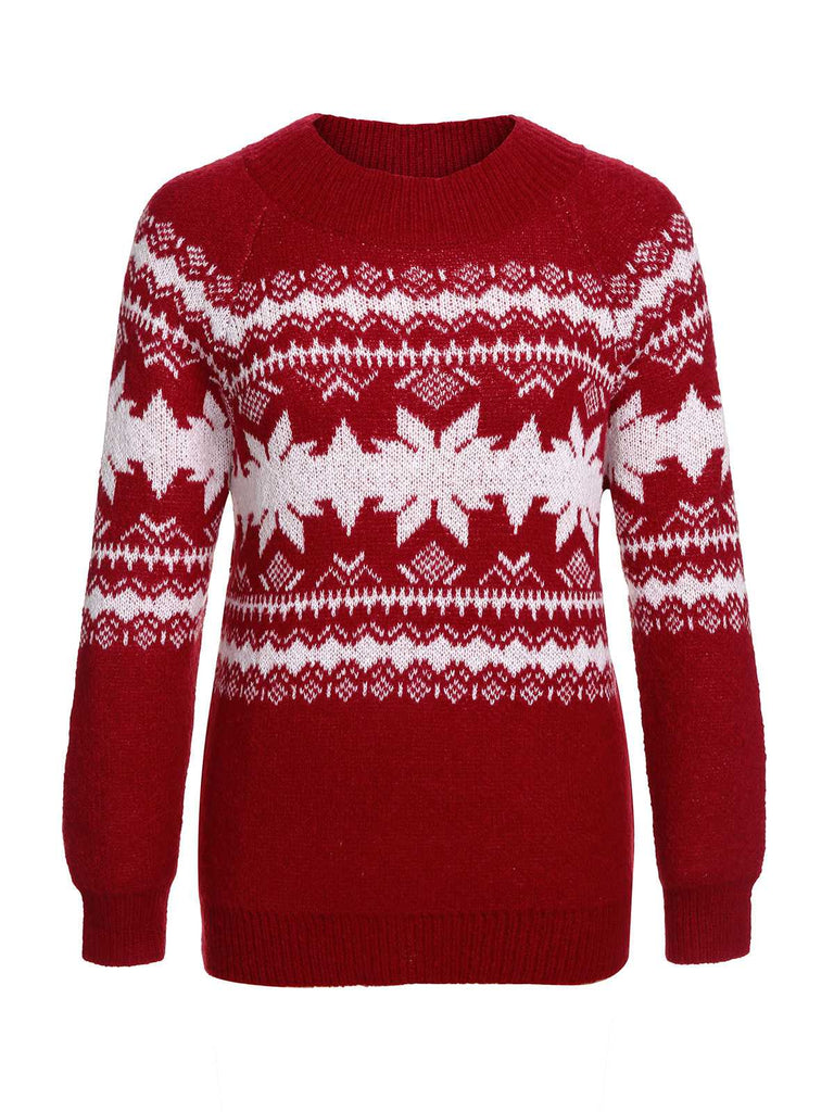 Rot 1950er Weihnachten Strickpullover