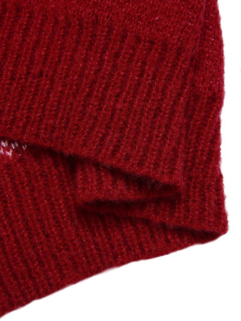 Rot 1950er Weihnachten Strickpullover