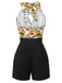 Schwarz 1950er Halloween Kürbis Halter Romper