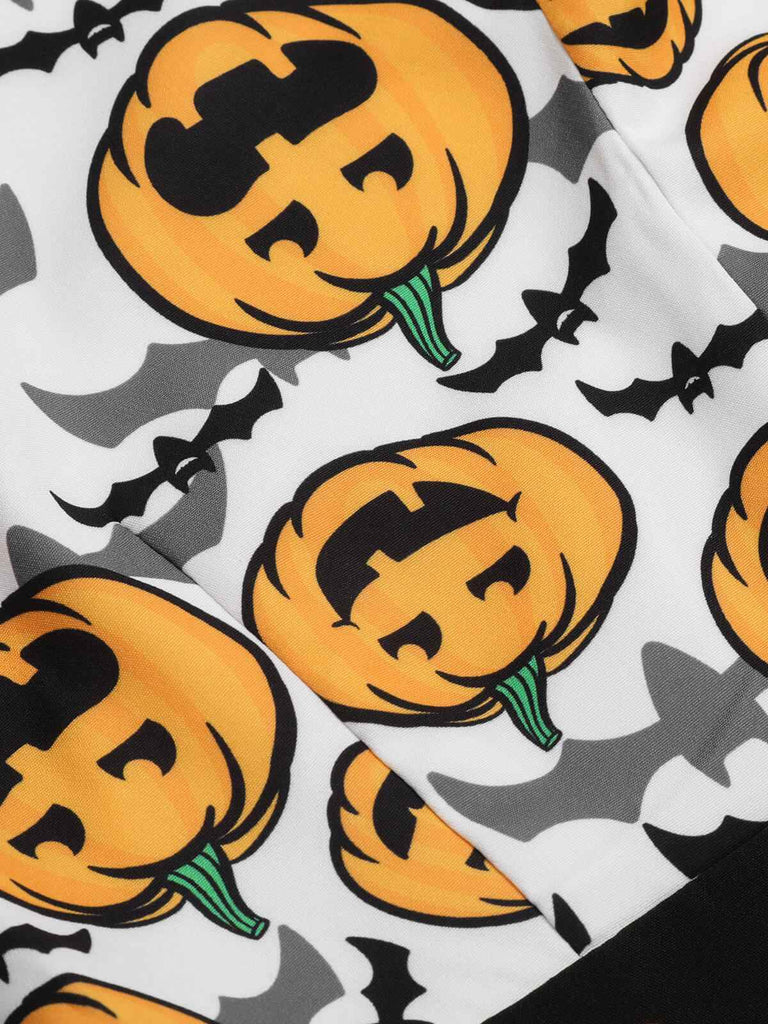 Schwarz 1950er Halloween Kürbis Halter Romper