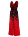 Roter 1930er Halloween Fledermaus-Overall mit V-Ausschnitt