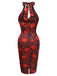 Tiefrot 1960er Halloween Schädel Halter Kleid