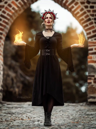 1950er Halloween Gothic Vampir Spitze Patchwork Hexenkleid