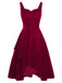Rotes 1950er Sweetheart Kragen Samt Träger Kleid
