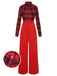 Rot 1930er Weihnachten Plaid Jumpsuit