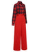 Rot 1930er Weihnachten Plaid Jumpsuit