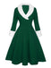 Grün 1950er Weihnachten Patchwork Kleid