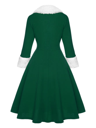 Grün 1950er Weihnachten Patchwork Kleid