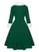 Grün 1950er Weihnachten Patchwork Kleid