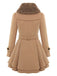 Echtes Rot Weihnachten Pelzkragen Taillierter Winter Mantel
