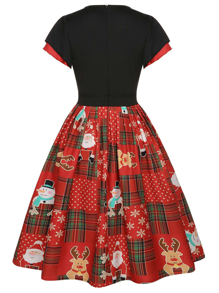 Rotes 1950er Weihnachts-Kariertes Weihnachtsmann-Kleid