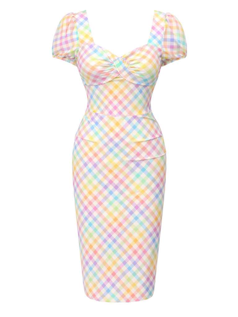 [Vorverkauf] Rosa 60er Kleid mit Eckiger Ausschnitt und Polka-Dots